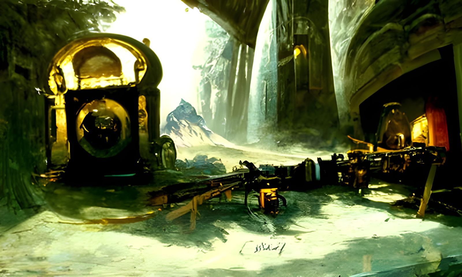 Dwarven Sanctuary: Mechanical Magic in Bierstadt Style