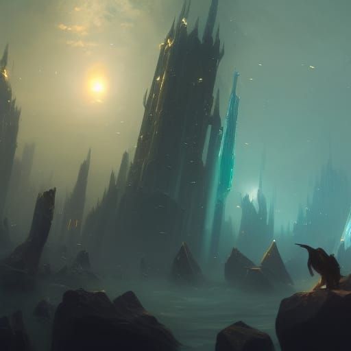 Gemstone Reflections in Dark Fantasy Style