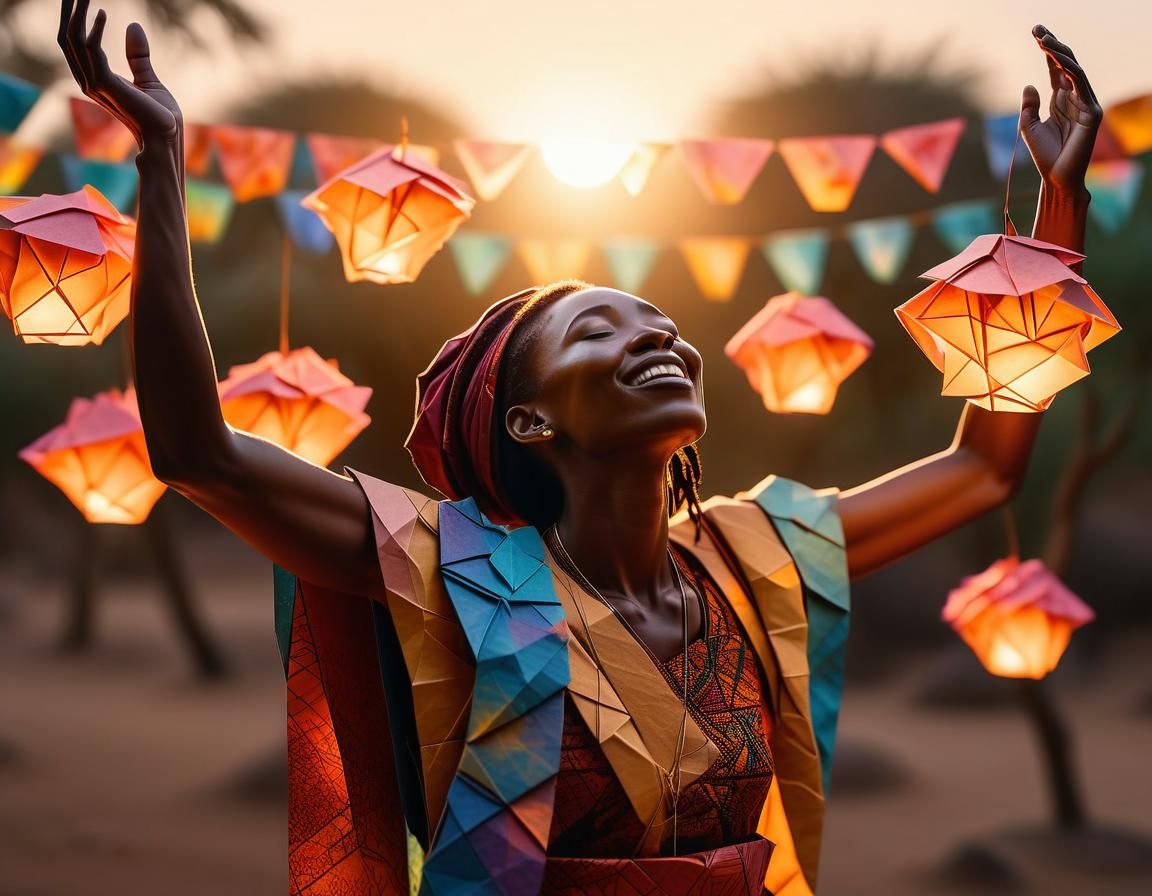 African Worship Scene in Fauvist Surrealism