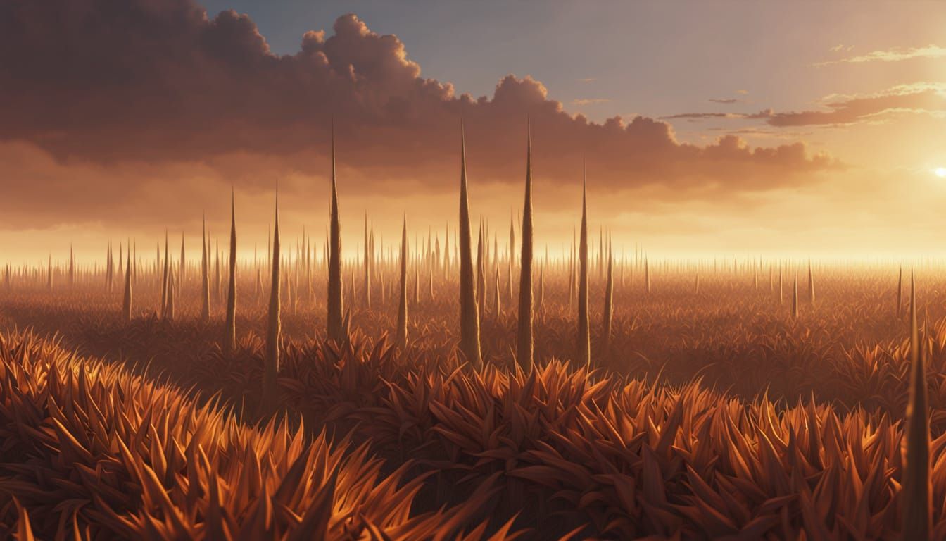 Dramatic Spiked Field in Hyper-Realistic Style