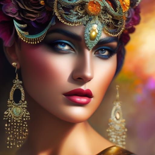 Gorgeous Blonde Princess in Hyperrealistic Art Nouveau Style