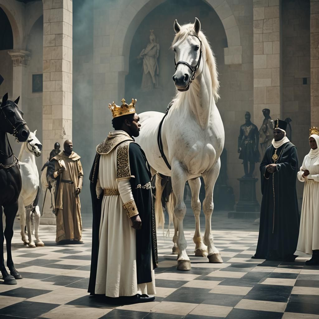 Dramatic Chess Game with Human Kings and Live Horse