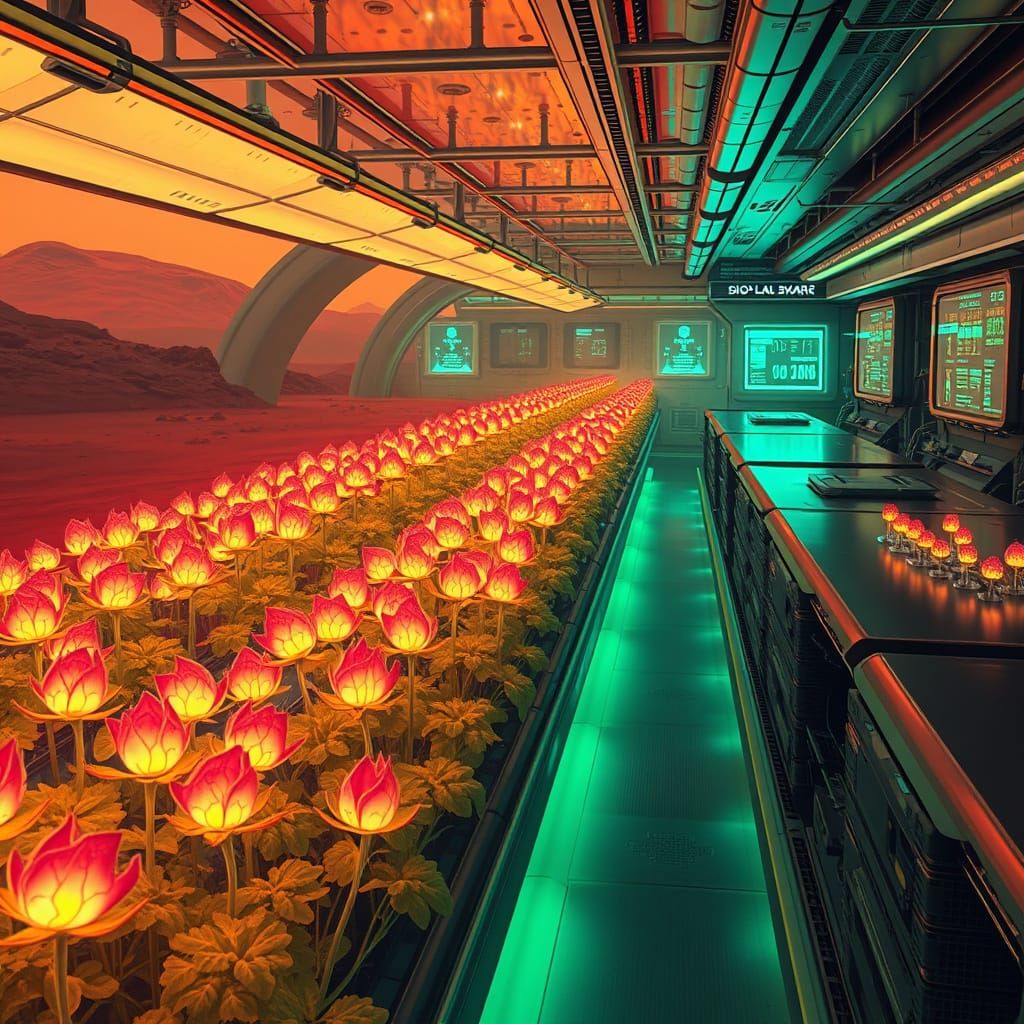 Alien Crops Glow in Futuristic Martian Bio-Labs