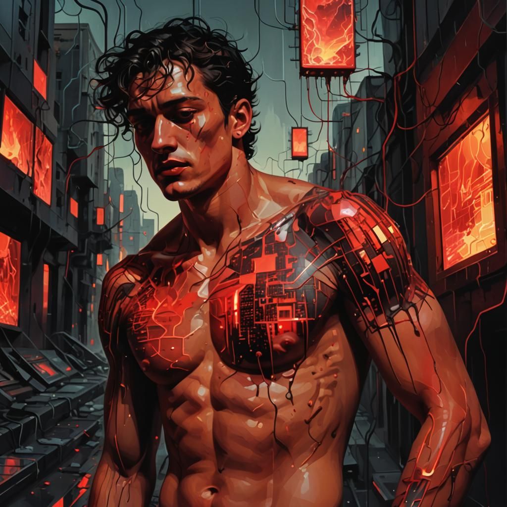 Surreal Neofuturistic Portrait in a Dystopian Landscape