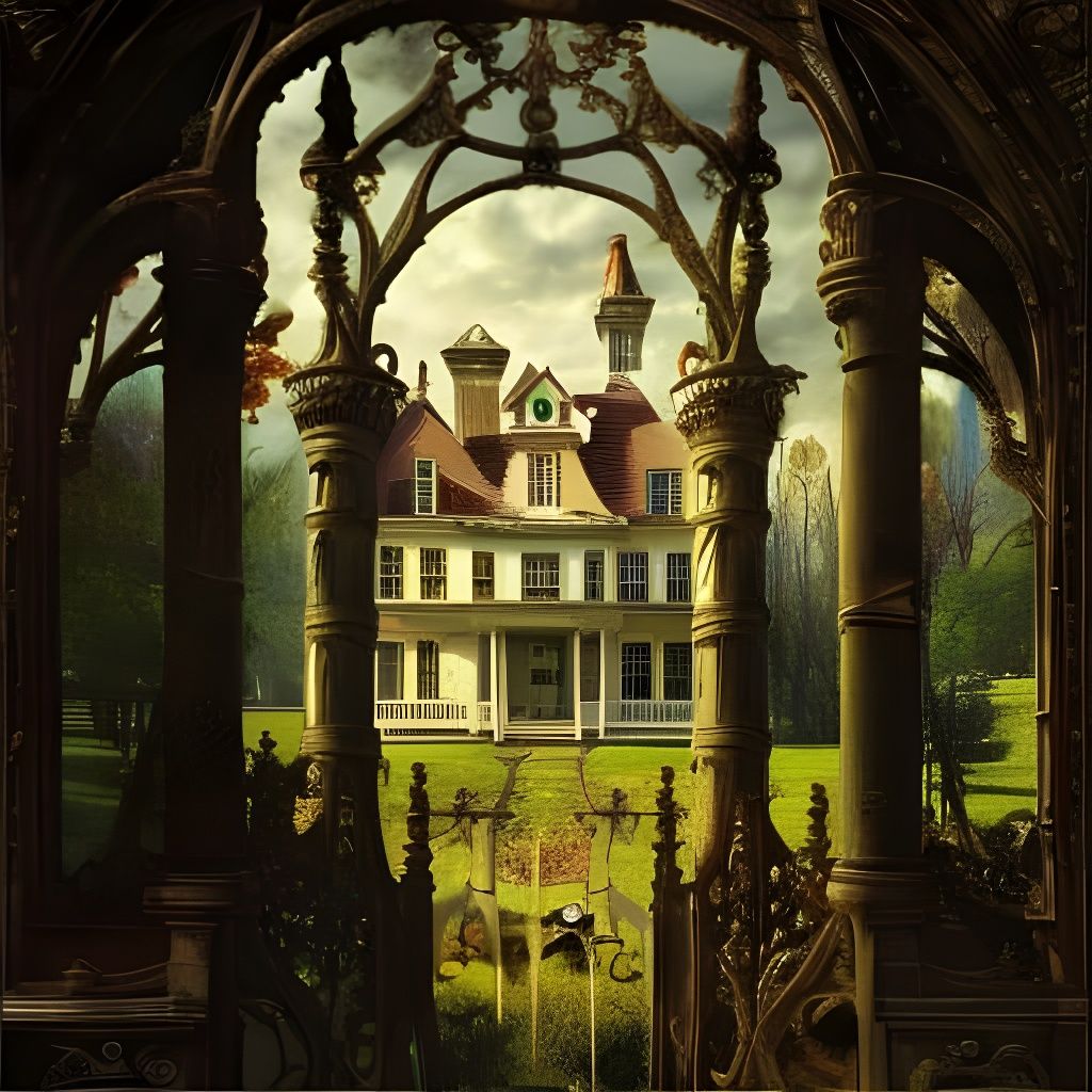 Epic Victorian Haunted Mansion Landscape Painting