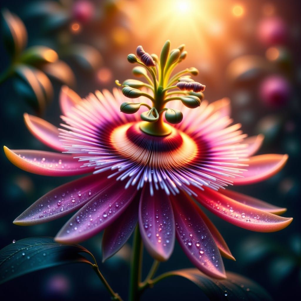 Dew-Kissed Passionflower at Sunrise