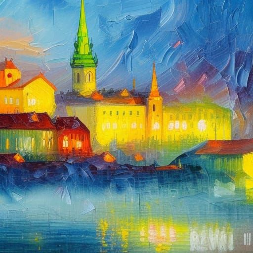 Scandinavian misty town