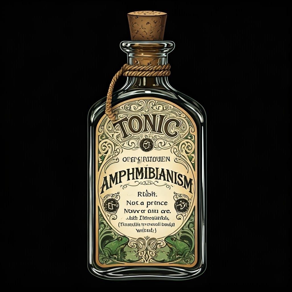 Vintage Apothecary Bottle: Tonic of Sudden Amphibianism