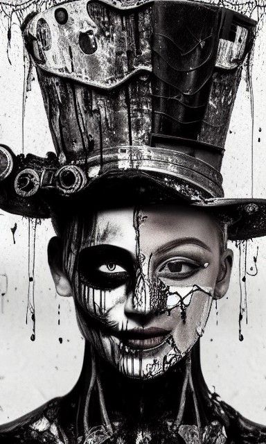 Cyberpunk Mad Hatter with Color Splashes