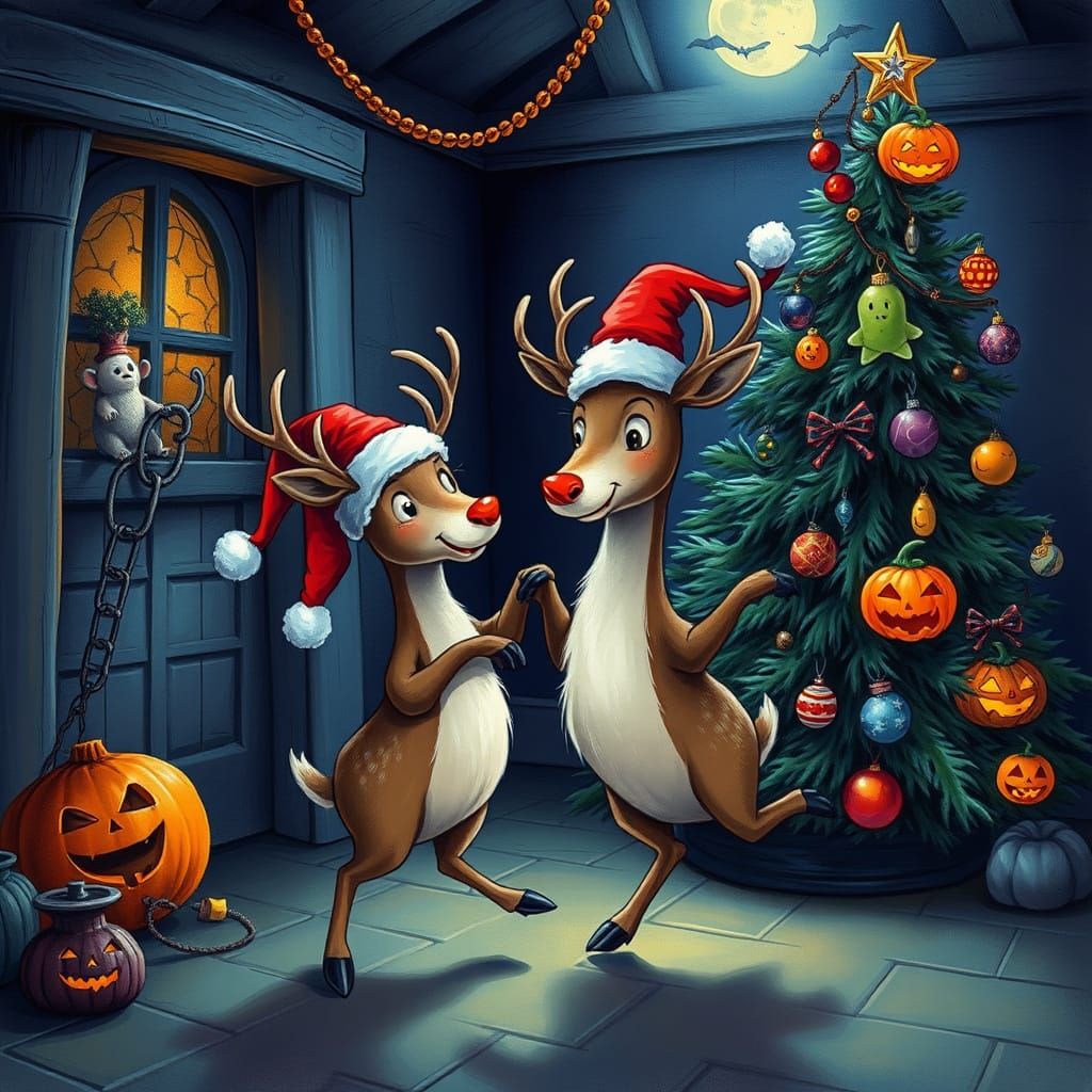 Spooky Christmas Reindeer Dance in Haunted Lair