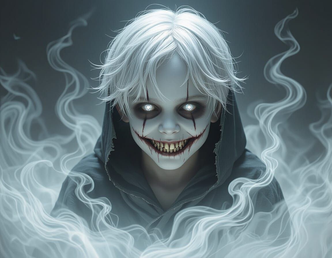 Ghost Boy With Diamond Eyes in Spectral Smoke