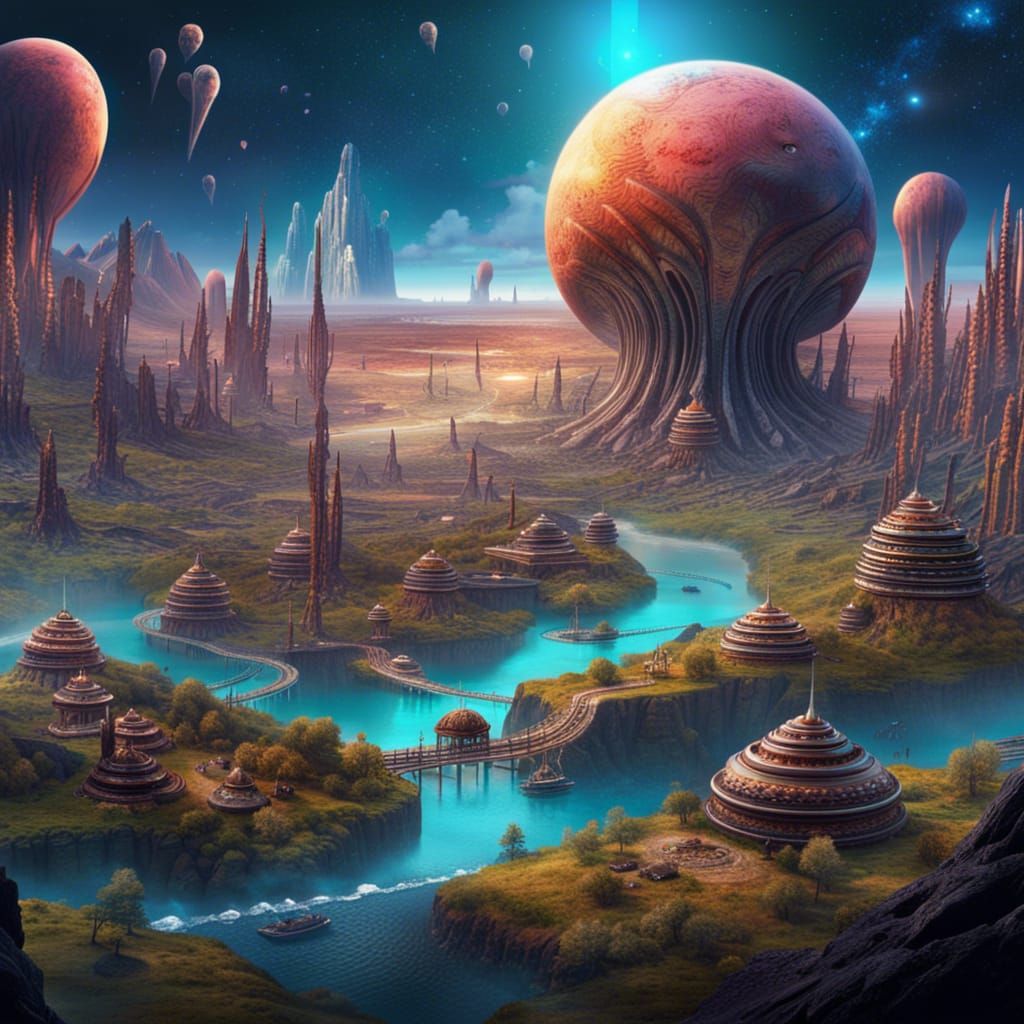 Alien Village on Distant World: Digital Matte Painting