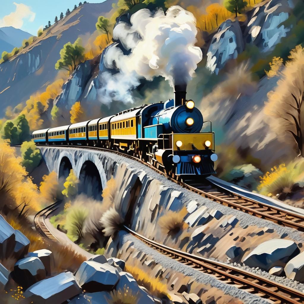 Train on A Track Through The Mountains