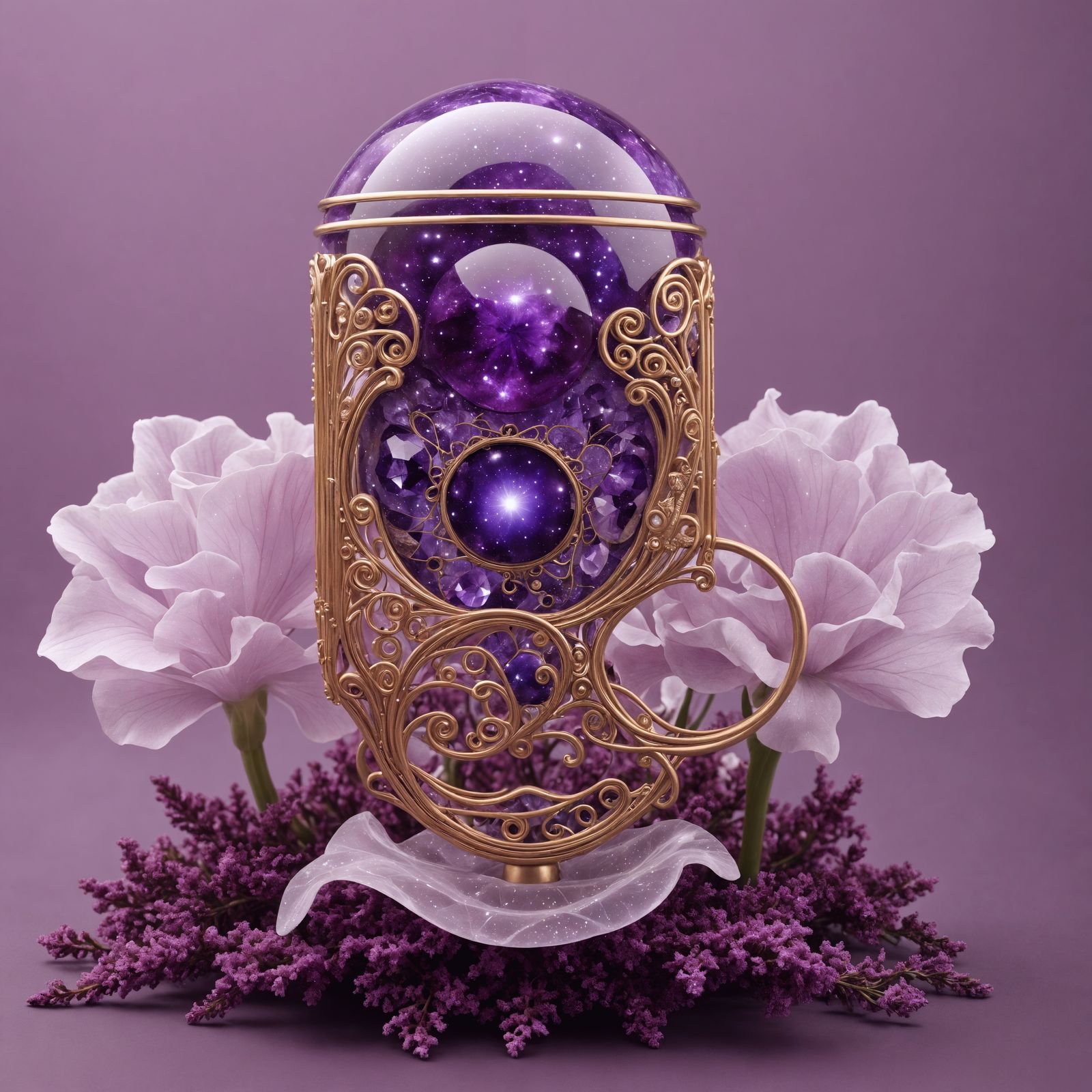 Abstract Fractal Art with Floral Elements