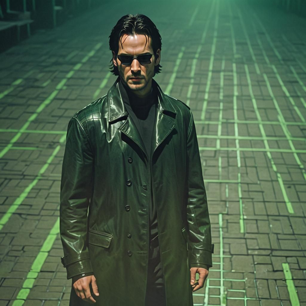 Young Keanu Reeves as Neo in The Matrix