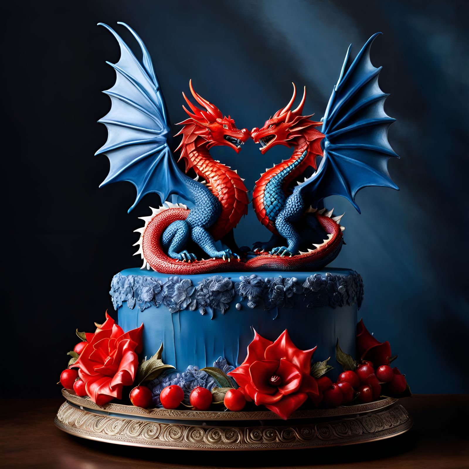 Dragon Wedding Cake in Art Deco Style
