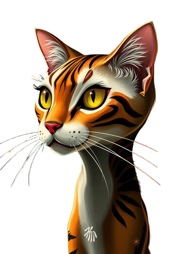 Mid-Century Modern Cat Illustration