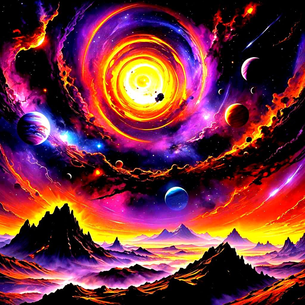 Dark Fantasy Solar System Art: 8k Resolution