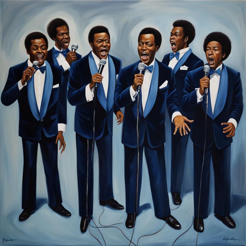 1960s Singing Group in Oil Painting Style