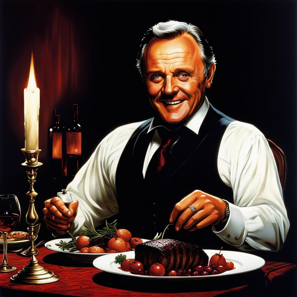Happy Hannibal lecter with Sunday dinner