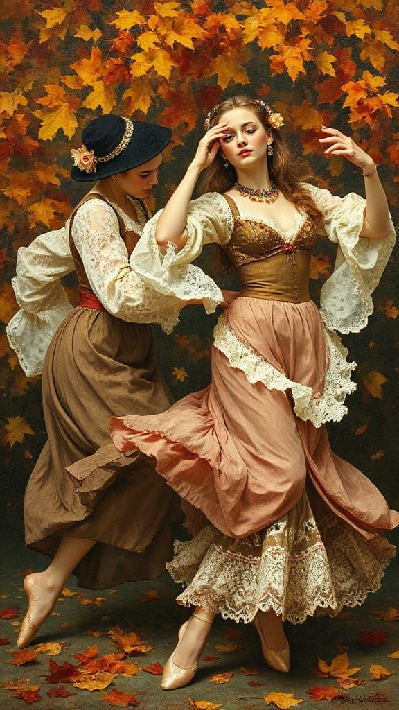 Autumn Dancers in Style of Leonora Carrington