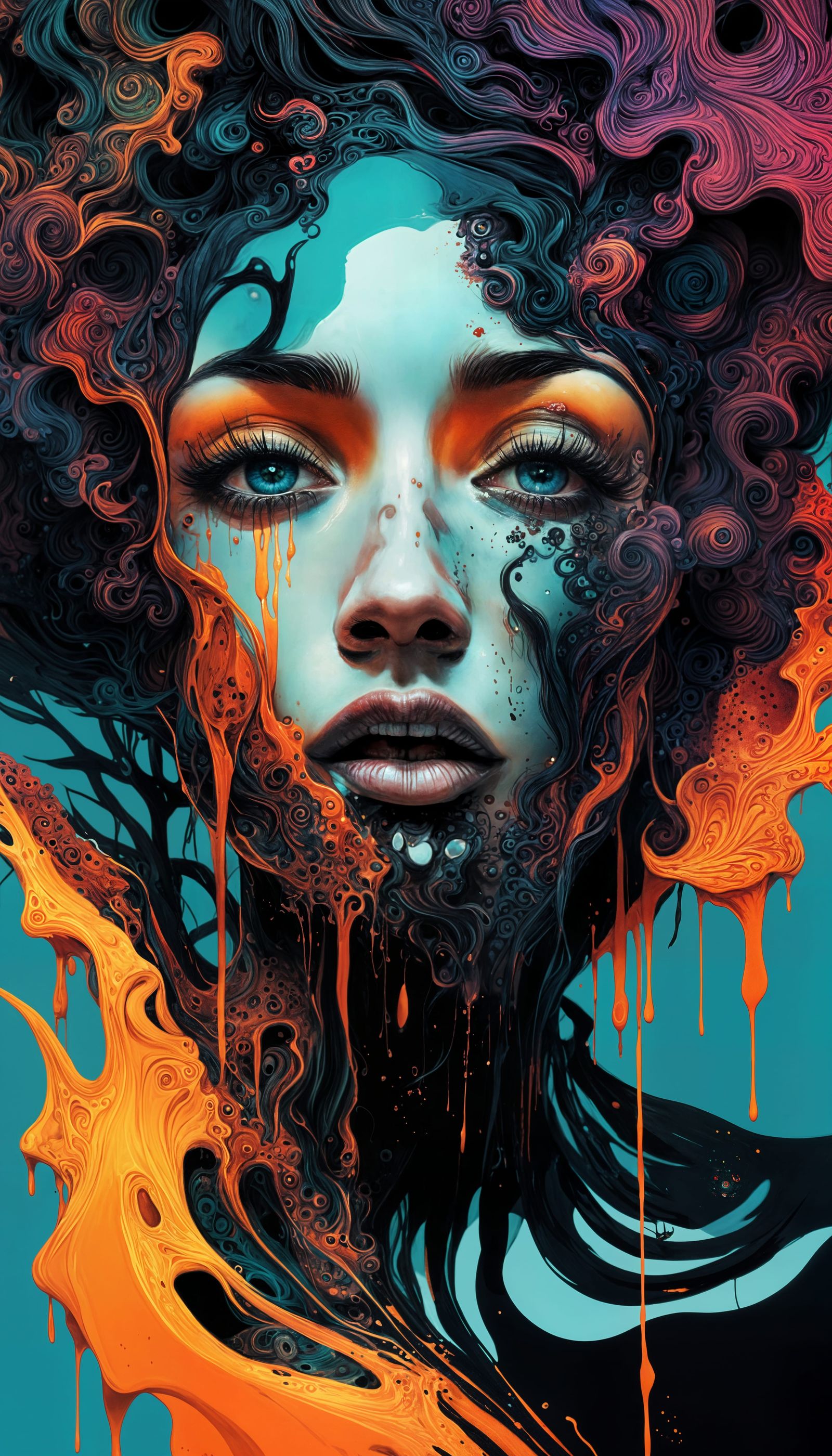 Dreamlike Dada Portrait in Rich, Vibrant Hues