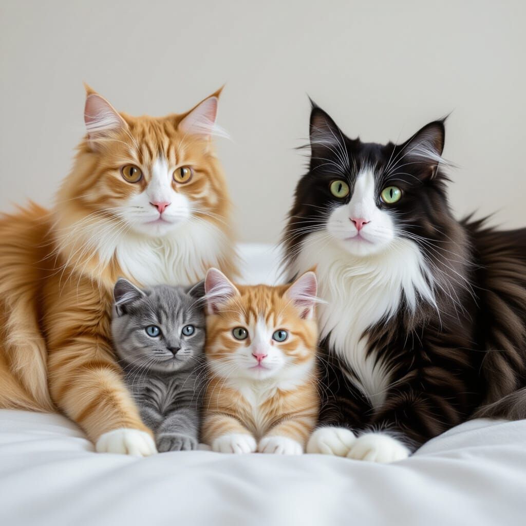 Cats Through Generations: A Feline Family Portrait