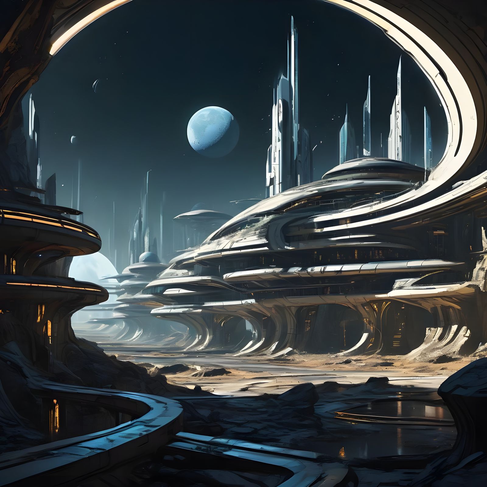 Futuristic Lunar City Reclaimed by Nature