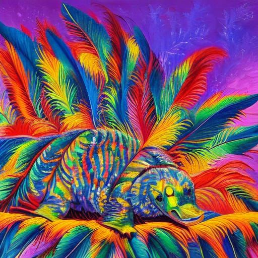 Dancing Platypus: An Expressionist Oil Painting