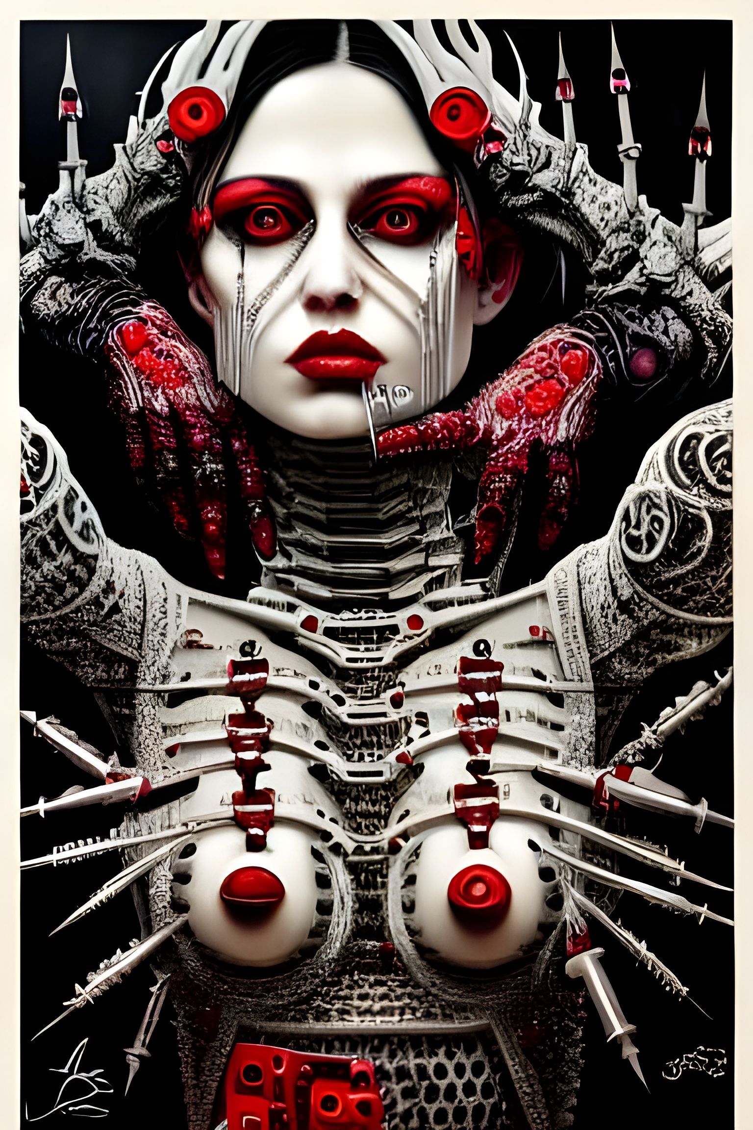 Intricate Human Figure Covered in Nails and Screws