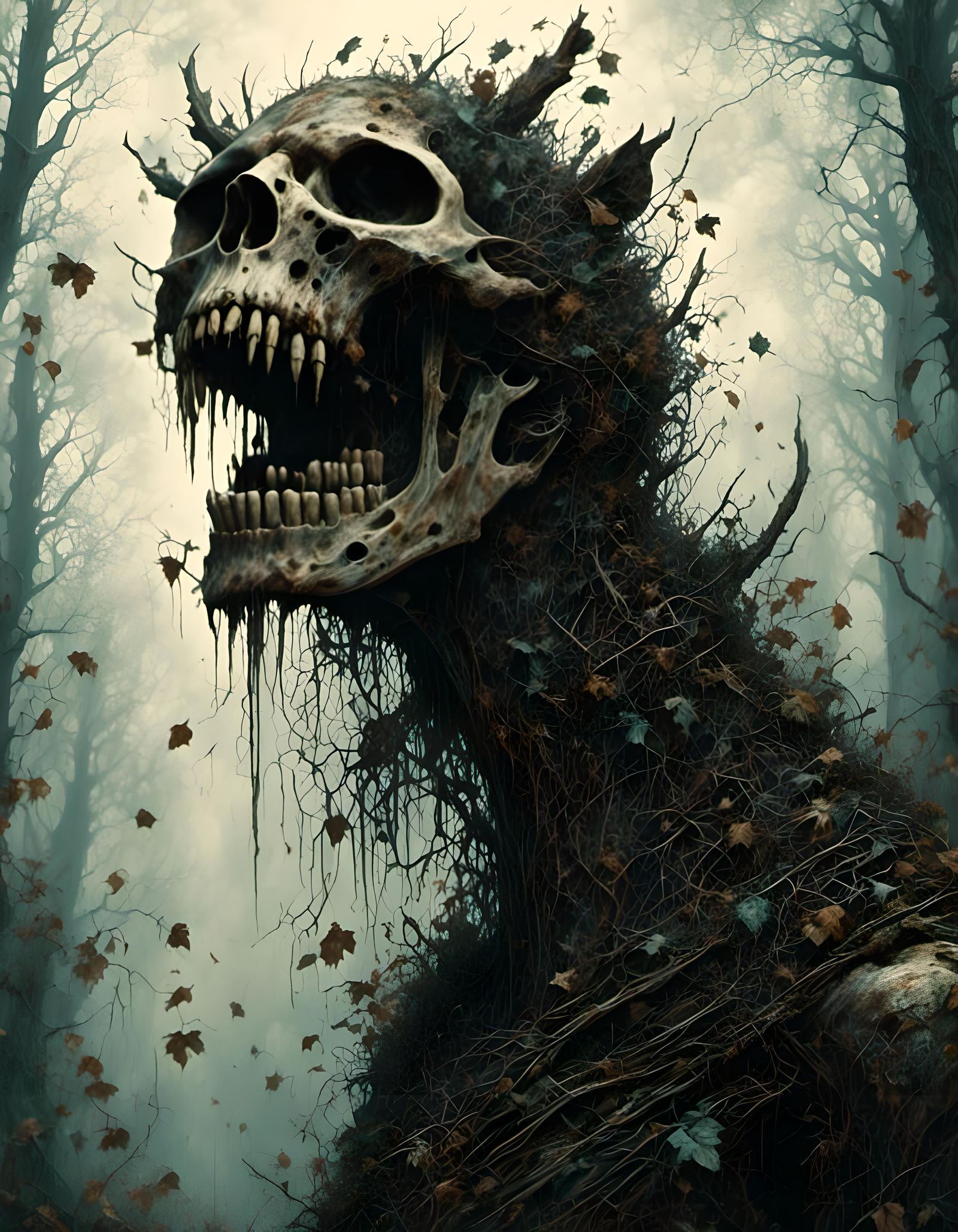 Skull Werewolf Boy in Dark Oak Forest