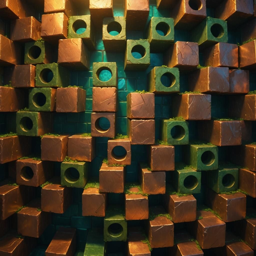 Majestic Copper Architecture in Misty Atmosphere