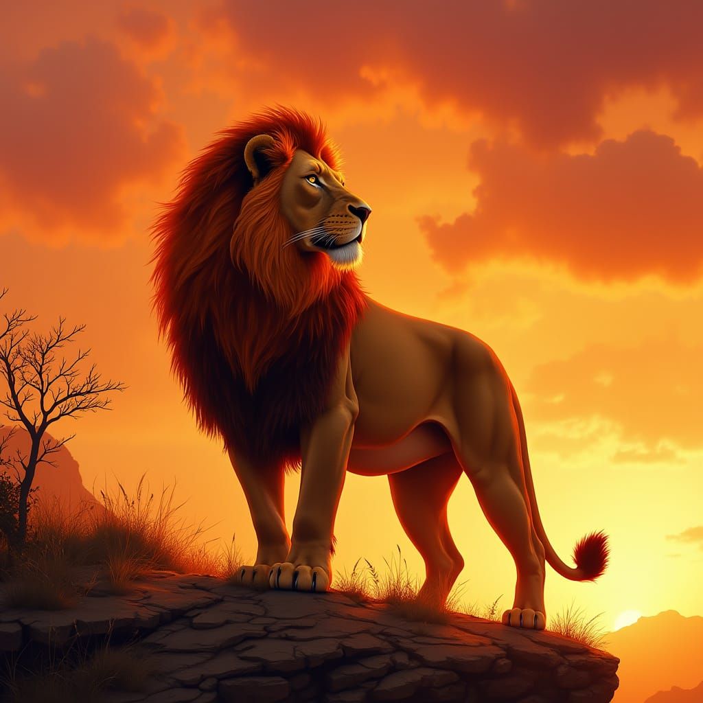 Lion King of the Fiery Savannah