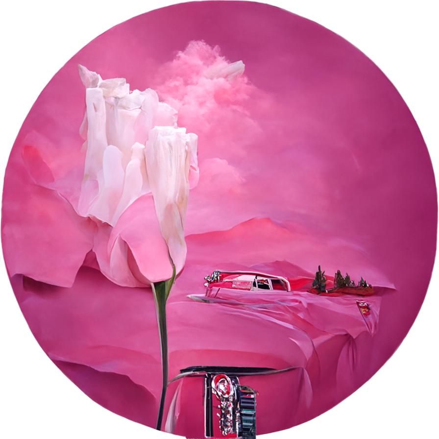 Cadillac in Pink Landscape Photo