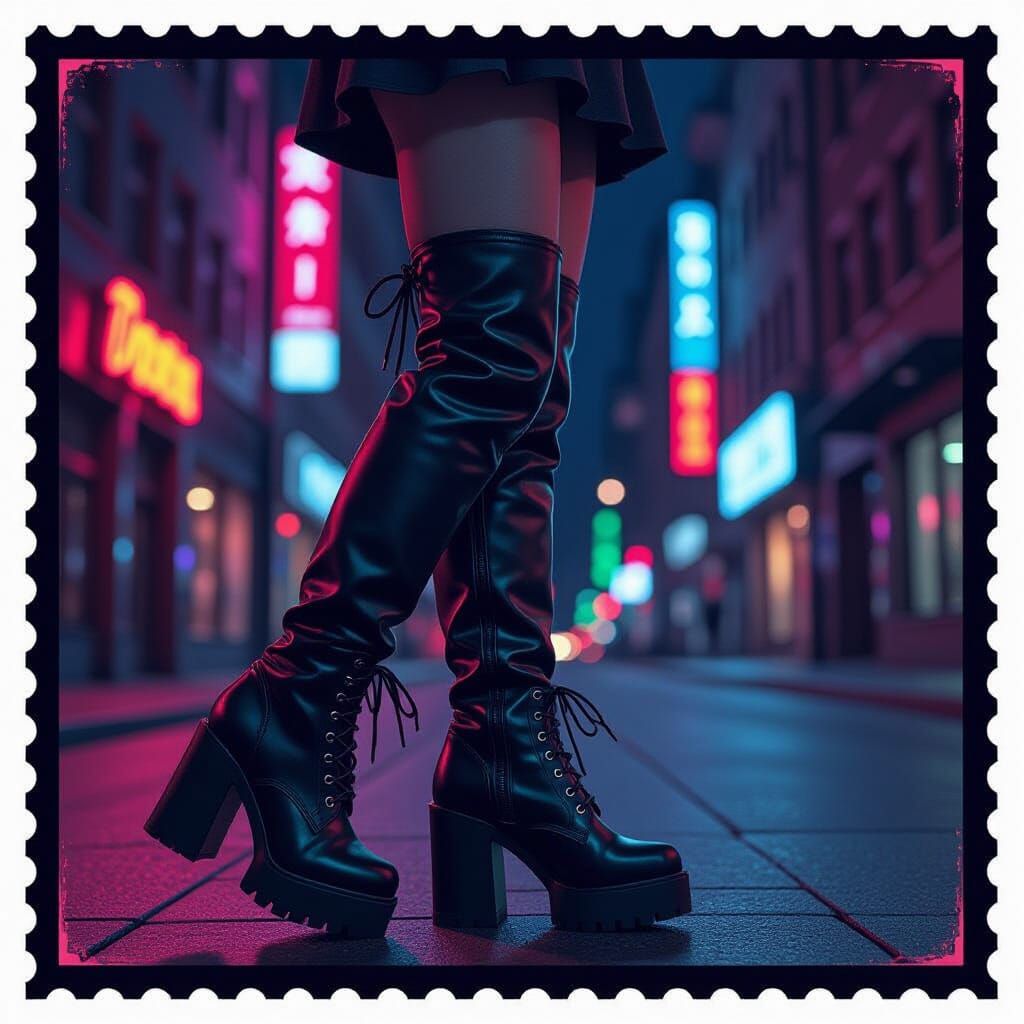 Futuristic Boots on Neon Reeperbahn Night