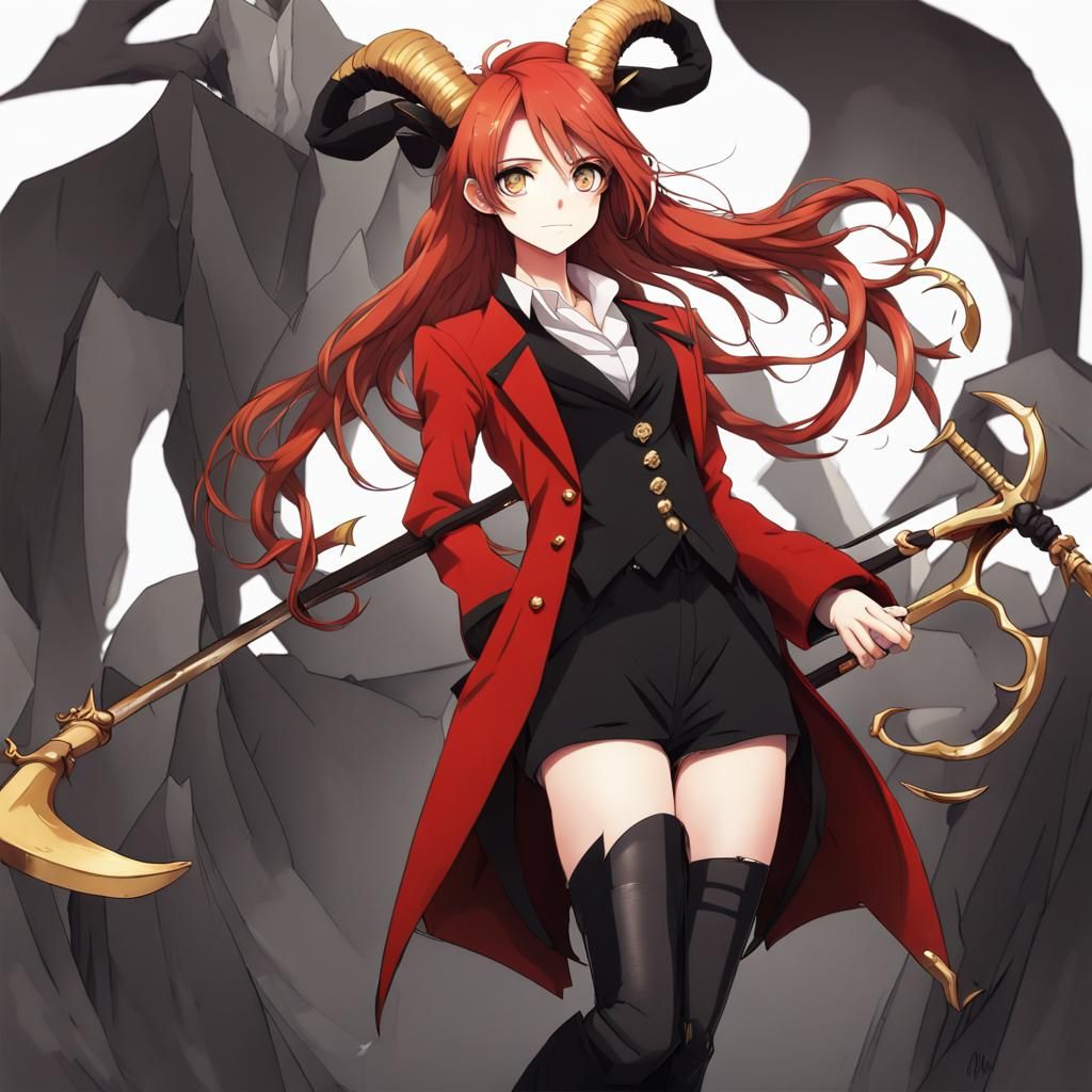 Animated Woman with Scythe in Anime Style