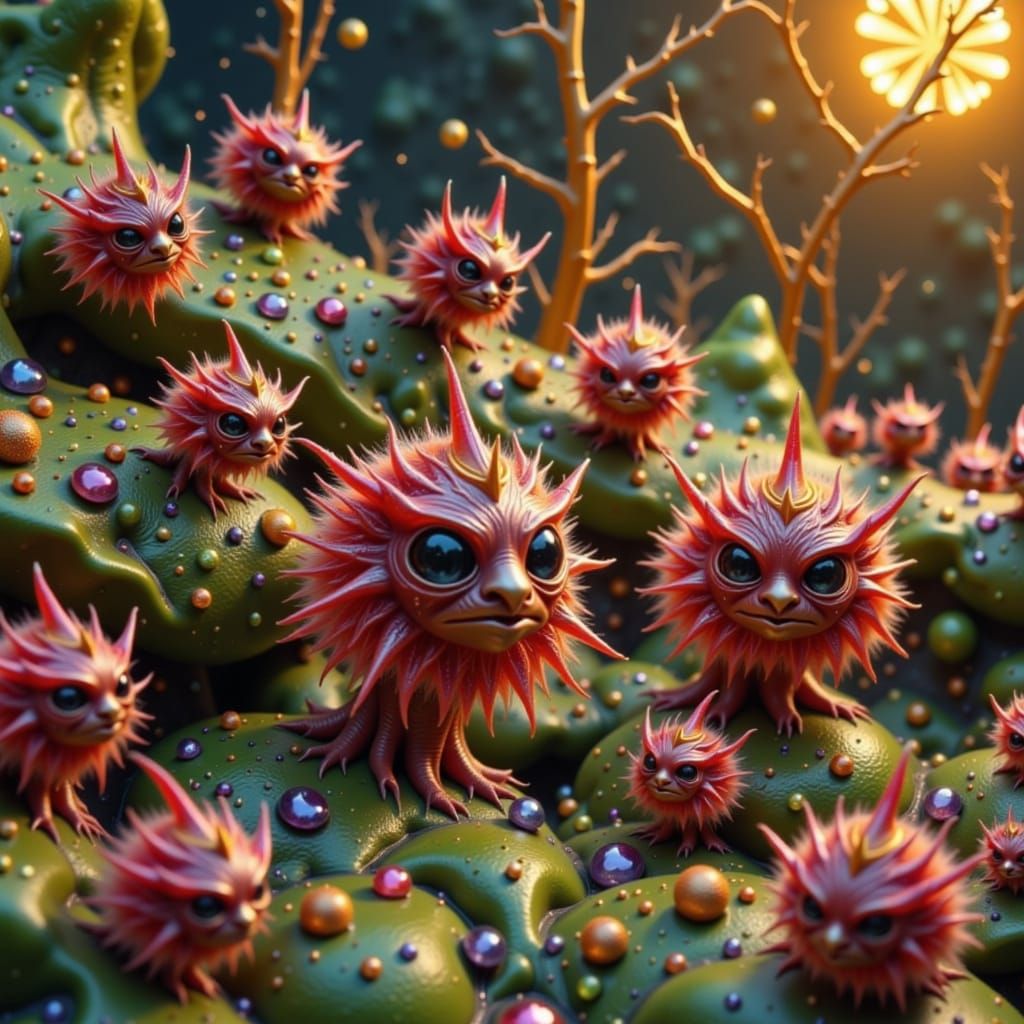 Mystical Fae Creatures in Eerie Folklore Style