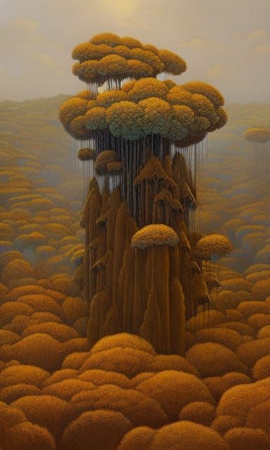 Wraiths in Mycelium Network: A Magic Realism Scene