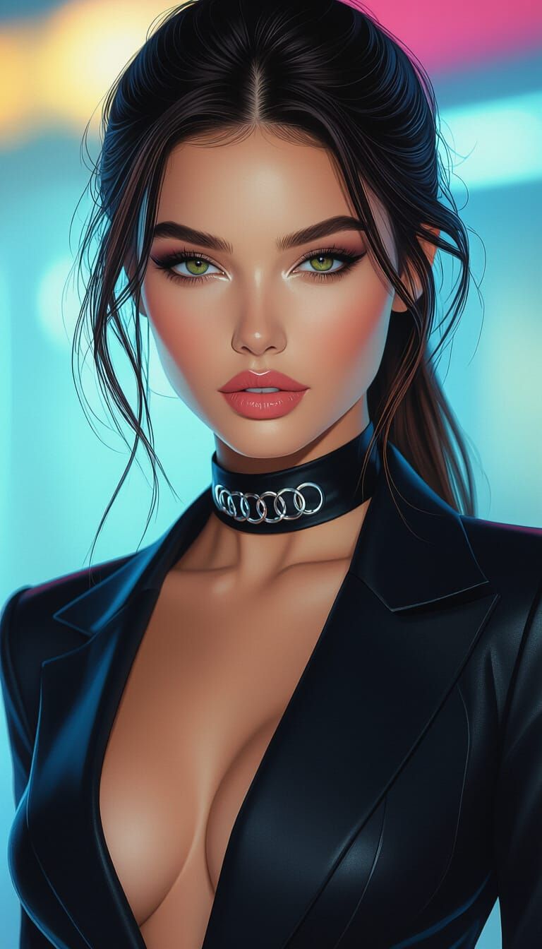 Audi: Supermodel in Vibrant Digital Art Style