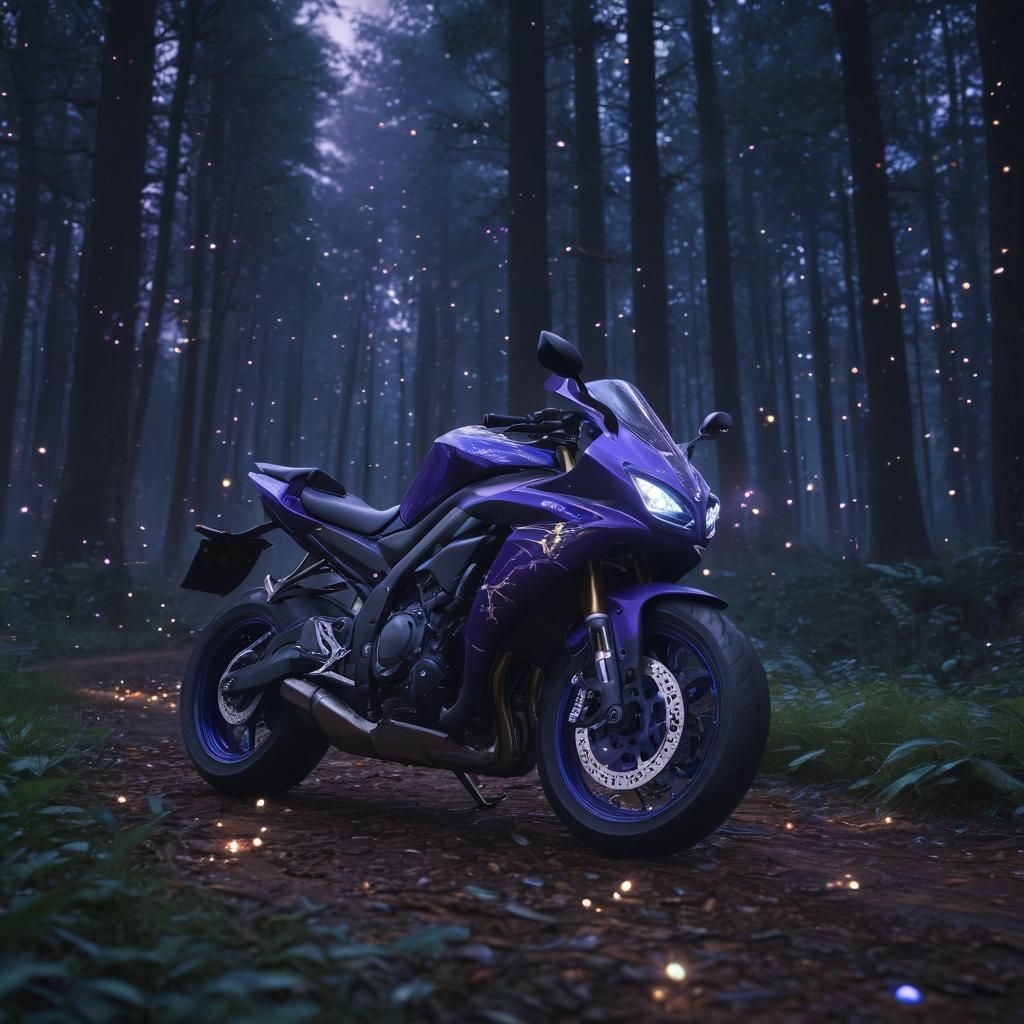Mystical Forest Motorcycle Fantasy Concept Art