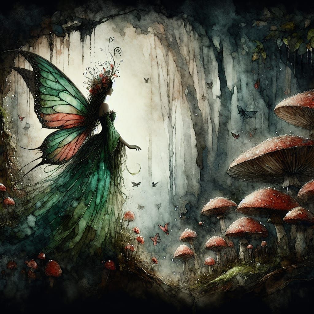 Ethereal Green Fairy in Enchanted Forest