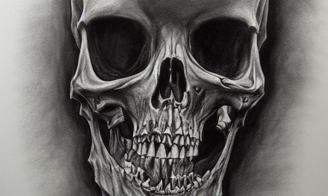 Hyperdetailed Charcoal Drawing of Death