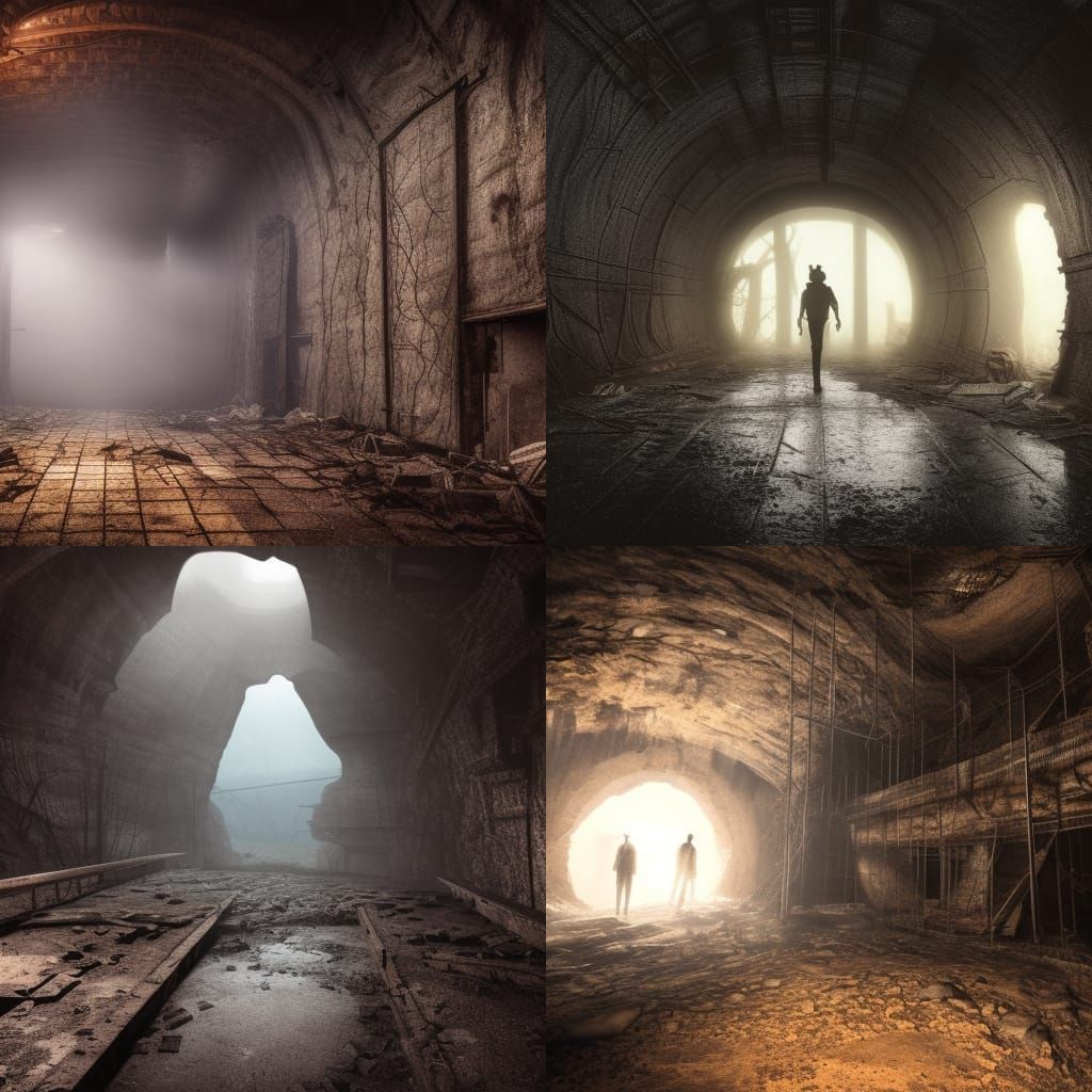 Scary Overdetailed Mining Cave in Photorealistic Style