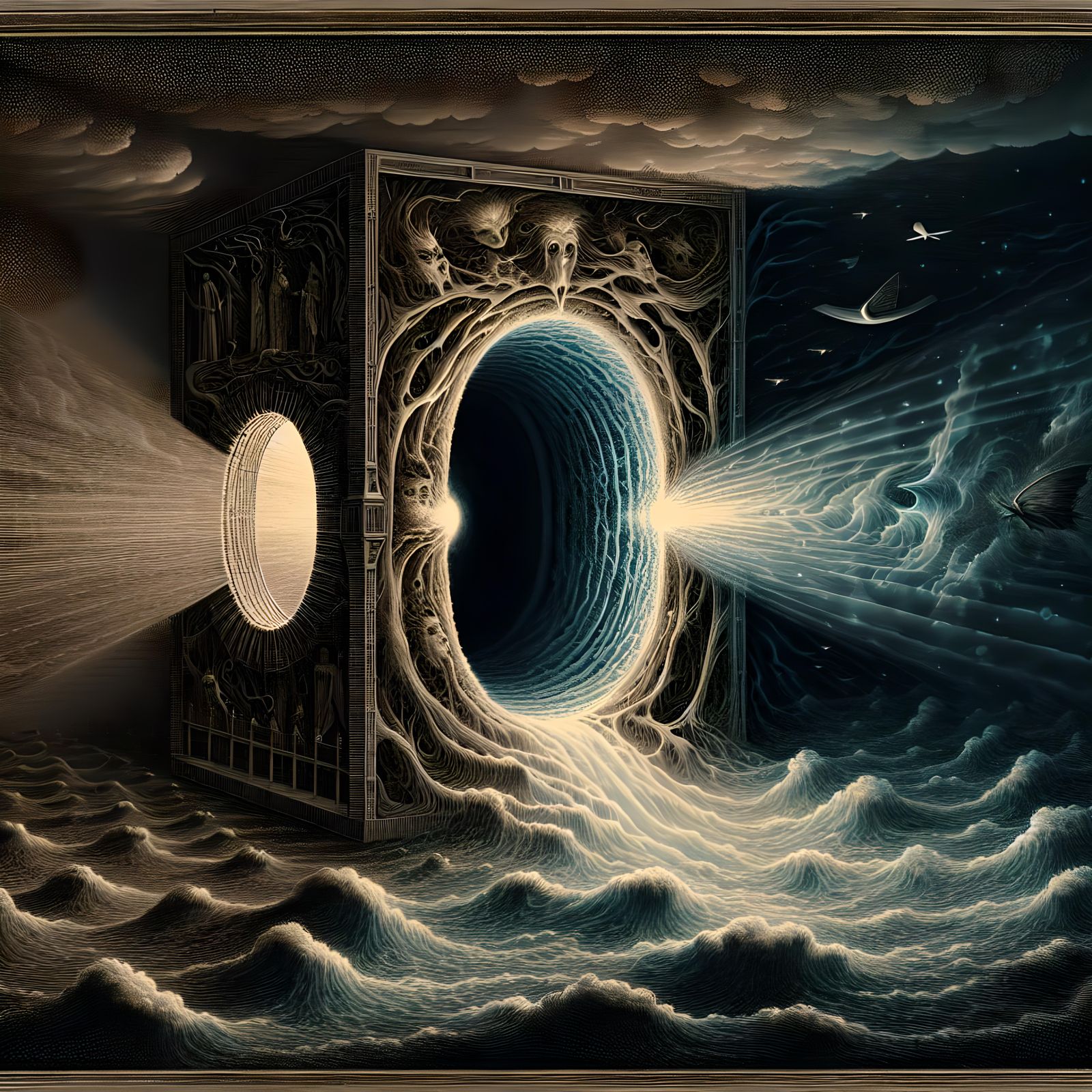Haunting Void: A Digital Engraving in Doré Style