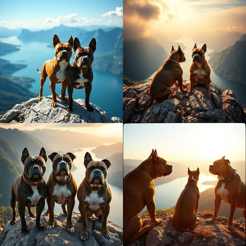 Majestic American Staffordshire Terriers on Montenegrin Moun...