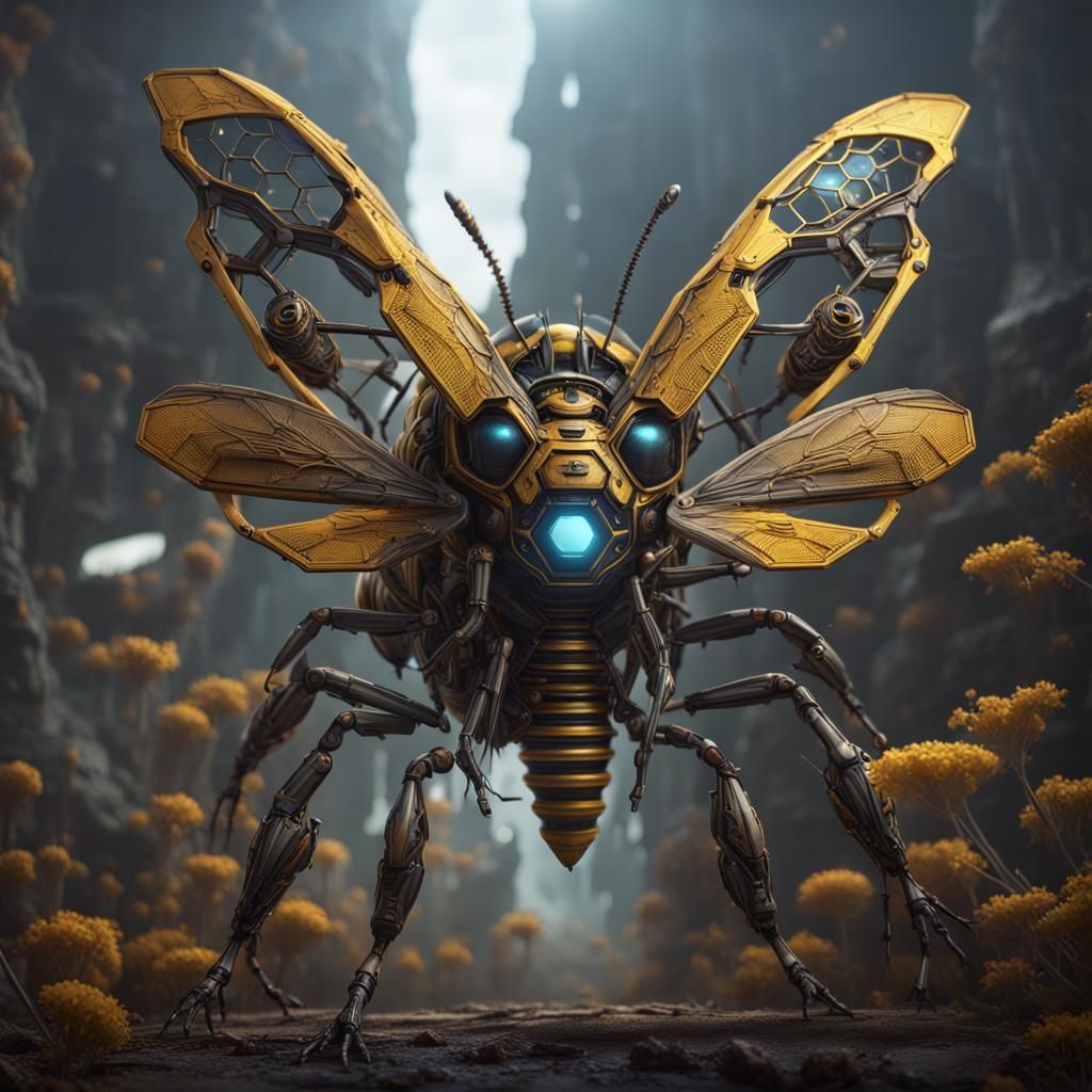 Mechanical Alien Beehive: Detailed Matte Painting