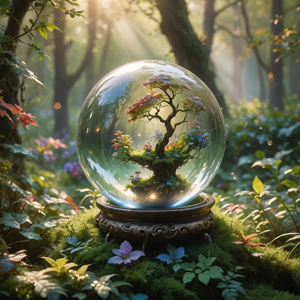 Nature's Magic: Ethereal Landscape in Crystal Ball