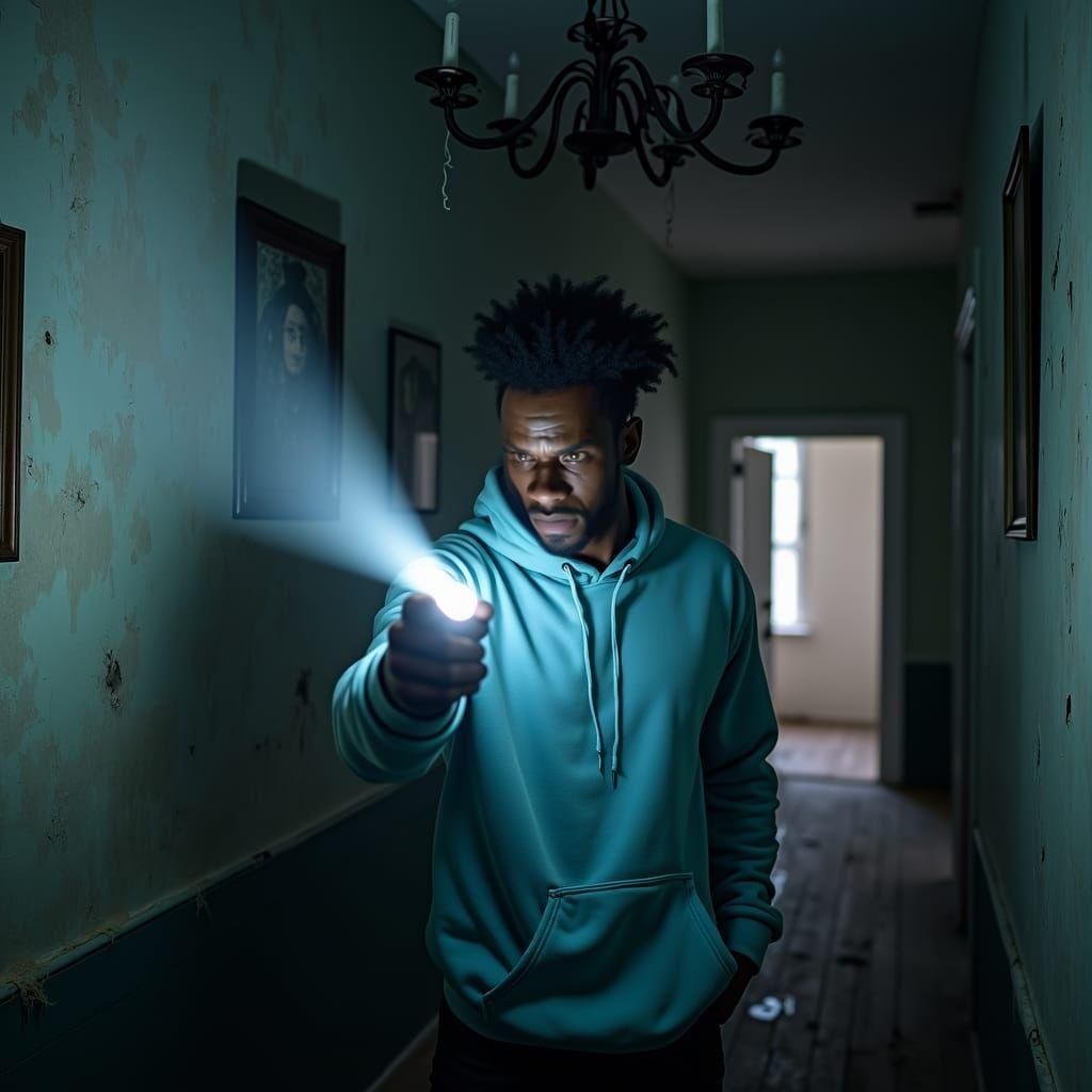 Horror Game Character Exploring Old House in 3D