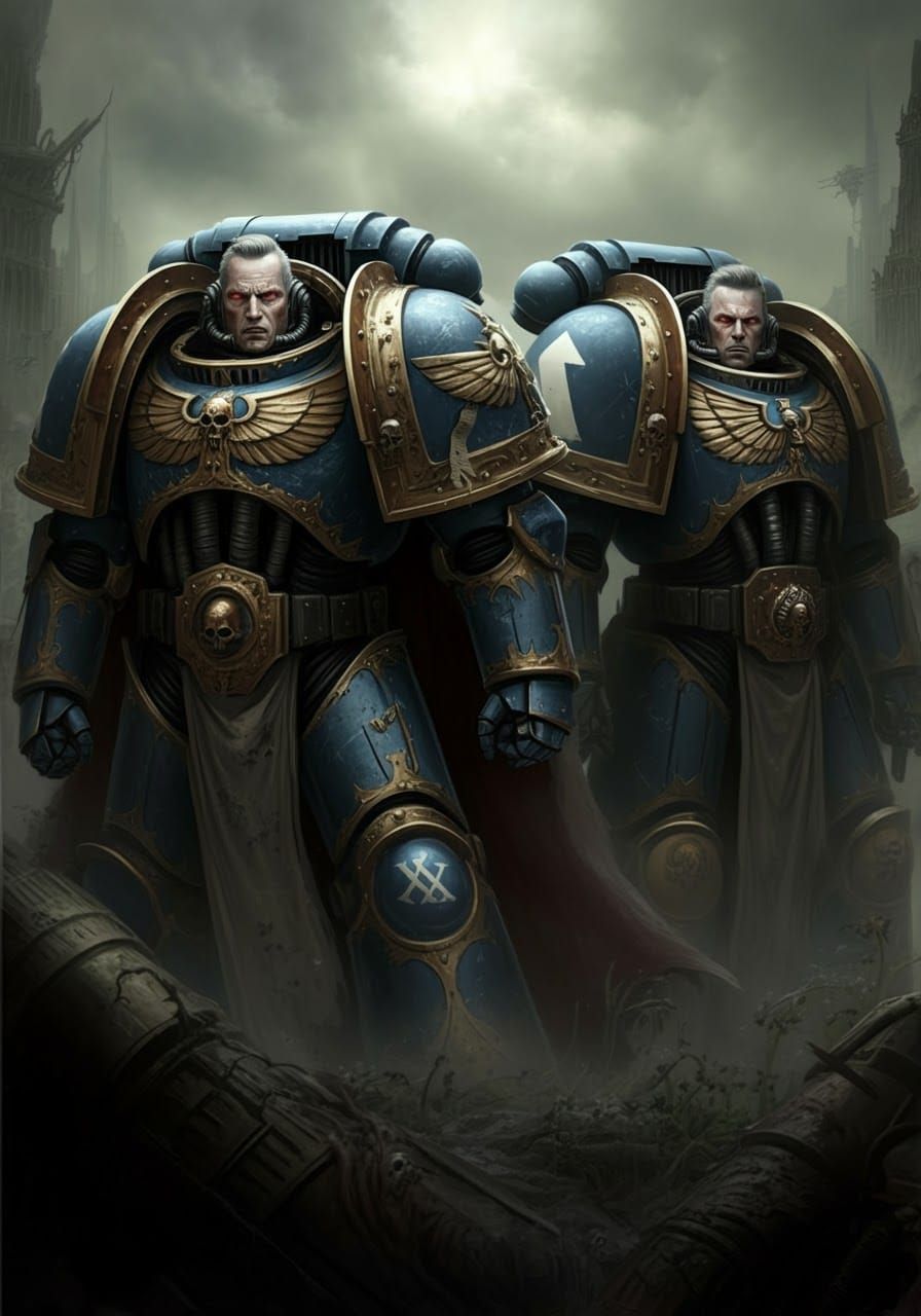 Alpharius and Omegon in Baroque Power Armor