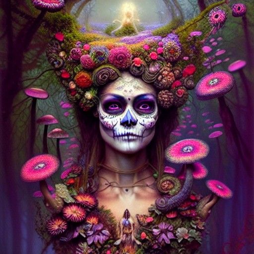 Gaia: Fractal Goddess of Nature in Dark Fantasy Art